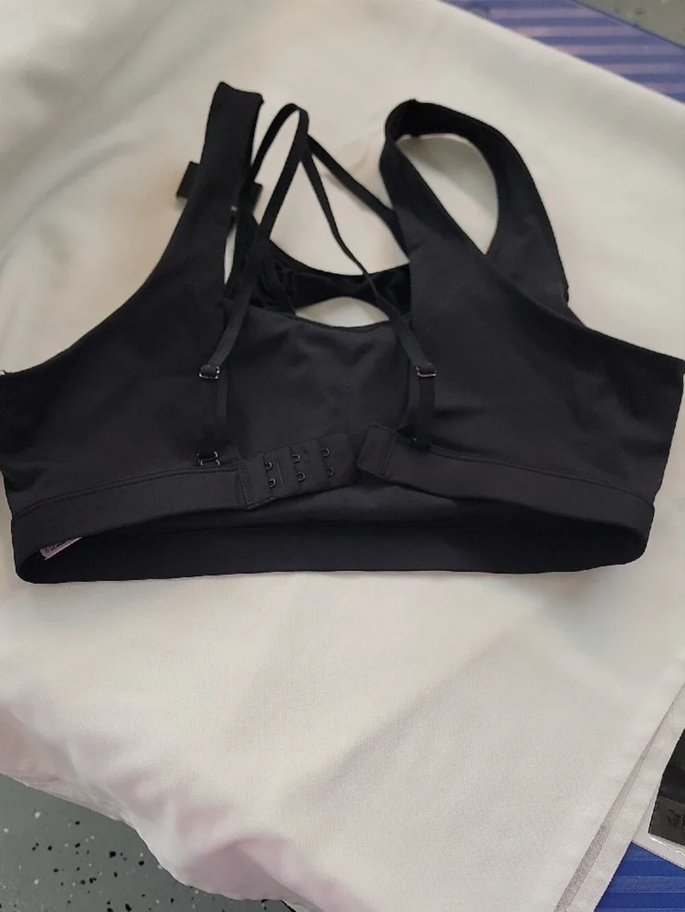 adidas Black Sports Bra with Blue Logo - Medium Support